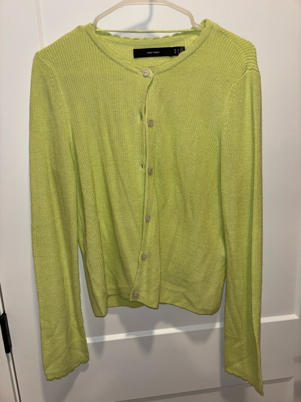 Vero Moda Lime Green Knit Button-Up Sweater- Women’s Size M - No Flaws